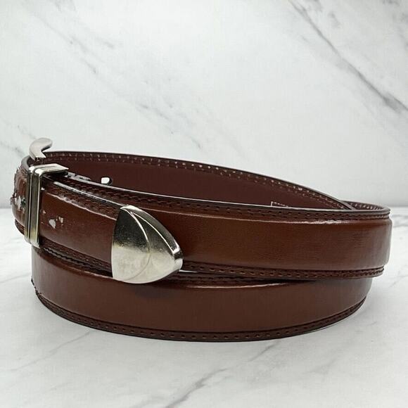 Brown Distressed Genuine Leather Belt Size 38 Mens - Picture 3 of 12